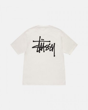 Beige Stussy Basic Pigment Dyed T Shirts | 4360BKJQG