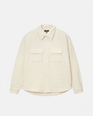 Beige Stussy Boucle Wool Cpo Shirts | 2149WCMEI