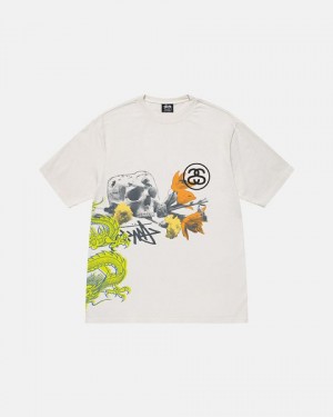 Beige Stussy Strike Pigment Dyed T Shirts | 2478DJTFR