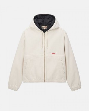 Beige Stussy Work Jacket Insulated Canvas Insulated Jackets | 2174BHFOM