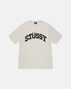 Beige / Black Stussy Block Sport Pigment Dyed22 T Shirts | 5063OJCFQ