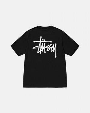 Black Stussy Basic Pigment Dyed T Shirts | 2407VPABK