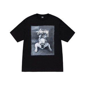 Black Stussy Bulldog T Shirts | 9615YEBNA