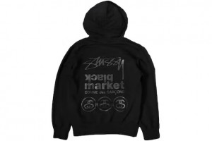 Black Stussy Cdg Market Hoodie | 0365ABEWV