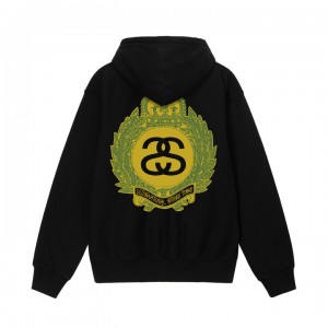 Black Stussy Crown Wreath Hoodie | 3082YAZWM