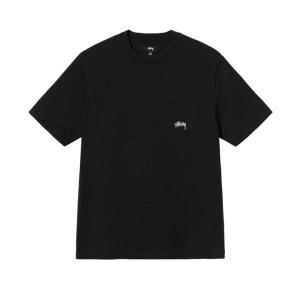 Black Stussy Overdyed Ss Pocket Crew T Shirts | 7051INKLP