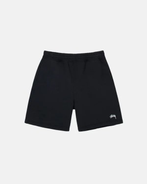 Black Stussy Overdyed Stock Logo Sweat Shorts | 8163DZQAB