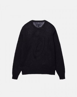 Black Stussy S Loose Knit Sweaters | 5471TPBJO