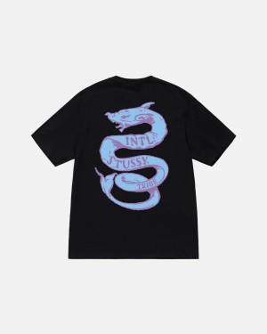 Black Stussy Serpent T Shirts | 4852NOQAE