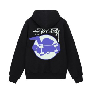 Black Stussy Skateman Hoodie | 8491QYPIS