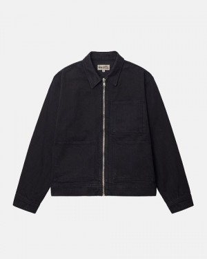 Black Stussy Zip Work Overdyed Jackets | 3712OLCYV