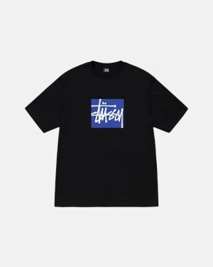 Black / Blue / White Stussy Stock Box T Shirts | 6012KLTXM