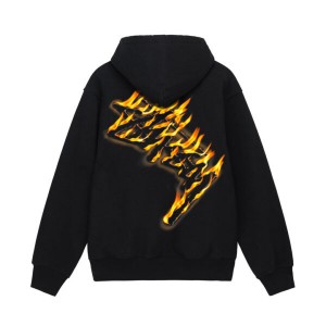 Black / Gold Stussy Burning Stock Zip Hoodie | 9608LMOET