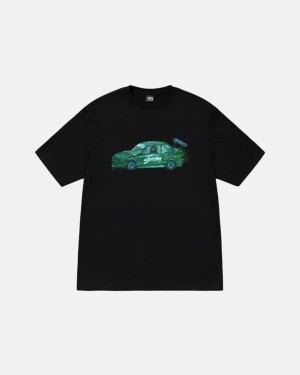 Black / Green Stussy Raceracecarcar Back T Shirts | 3851LGZEM