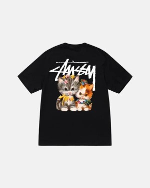 Black / Multicolor Stussy Kittens T Shirts | 5829GMPHV