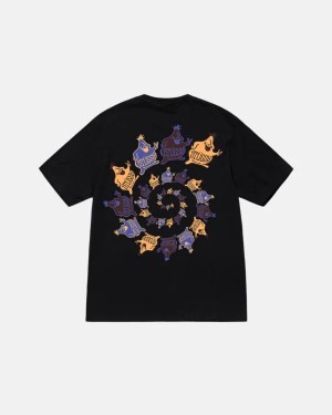 Black / Multicolor Stussy Mr. Blob Spiral T Shirts | 2456ALMGH