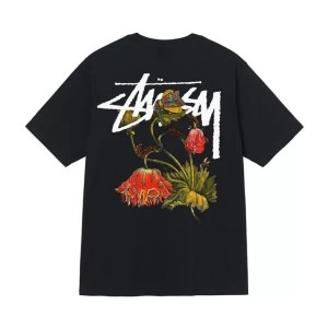 Black / Multicolor Stussy Withered Flower T Shirts | 3927OSKFH