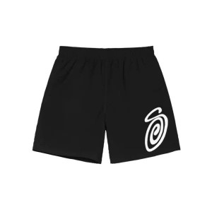 Black / White Stussy Curly S Water Shorts | 6531TOZNC