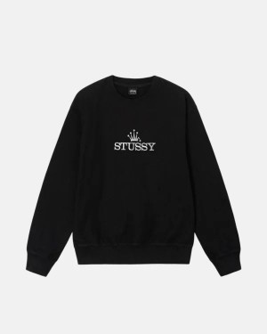 Black / White Stussy Glamour Pigment Dyed Crew Sweatshirts | 6015FZQKG