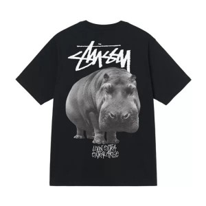 Black / White Stussy Livin’ Large T Shirts | 6230BIGYT