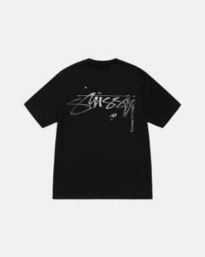 Black / White Stussy Mercury T Shirts | 1265FXGNH