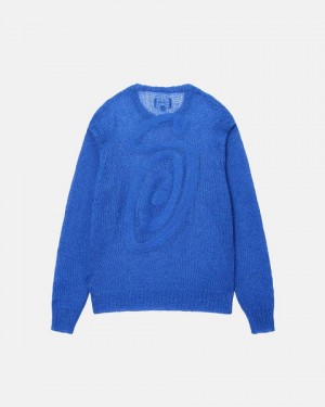 Blue Stussy S Loose Knit Sweaters | 3149HVTWX