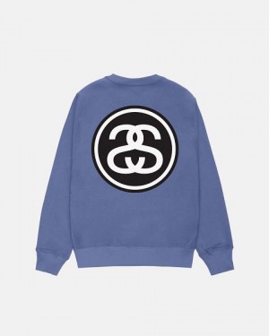 Blue / Black / White Stussy Ss-link Crew Sweatshirts | 6208BITKM