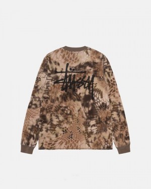 Brown Stussy Kryptek Camo Ls Thermal Sweatshirts | 6980BWIYC