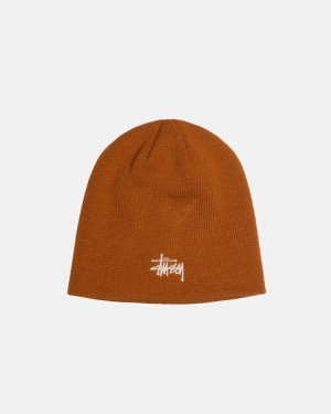 Brown Stussy Skullcap Basic Beanie | 7543WDFMS