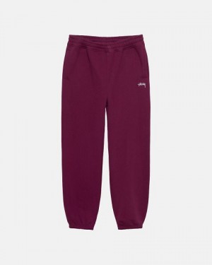 Burgundy Stussy Stock Logo Sweatpants | 7538RYCZS