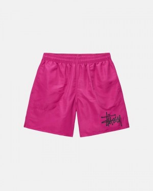 Burgundy Stussy Water Big Basic Shorts | 7519DTROB