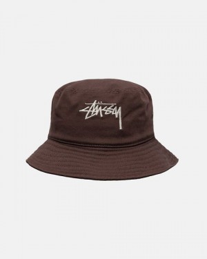 Chocolate Stussy Bucket Big Stock Hats | 2564VFNAC