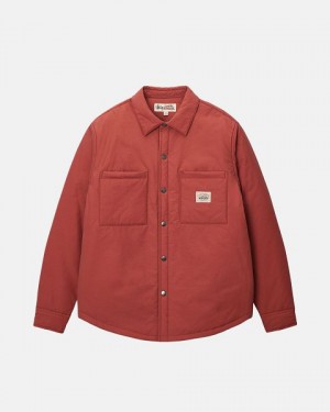 Dark Red Stussy Padded Tech Over Shirts | 6582SUATR