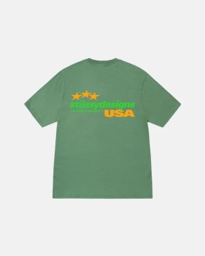 Green Stussy Designs Usa T Shirts | 0836TXLSF