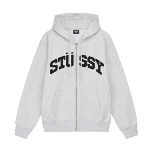 Grey Stussy Block Sport Zip Hoodie | 0317FLJHI