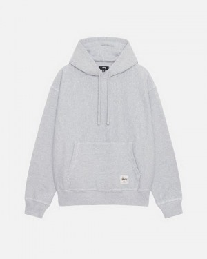 Grey Stussy Contrast Stitch Label Hoodie | 5160LIENO