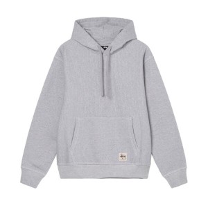 Grey Stussy Contrast Stitch Label Hoodie | 8107YRZFT