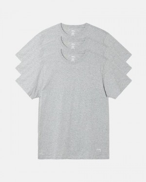 Grey Stussy Cotton Jersey Base Layer Tops | 9218JMDAC