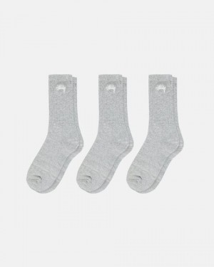 Grey Stussy Stock Crew Socks | 2810JQOAN