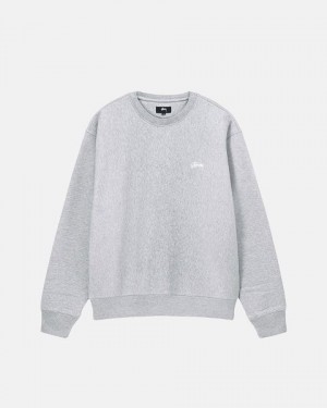 Grey Stussy Stock Logo Crew Sweatshirts | 8516SWMPB