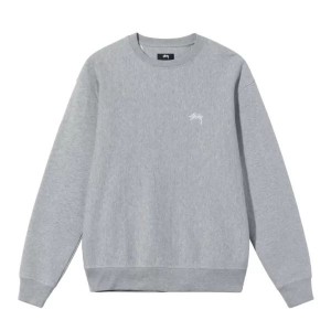 Grey Stussy Stock Logo Crew Sweatshirts | 5160ZEJNG