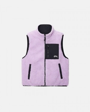 Lavender Stussy Sherpa Reversible Vest | 8531WEGJS