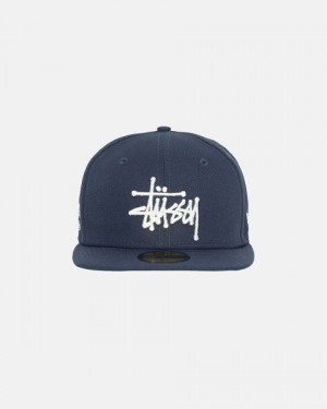 Navy Stussy New Era 59fifty Authentic Caps | 3692ASKHD