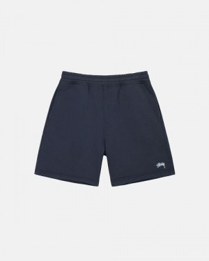 Navy Stussy Stock Logo Sweats Shorts | 9453IUHMS