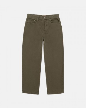 Olive Stussy Big Ol' Washed Canvas Jeans | 1054LRWFT