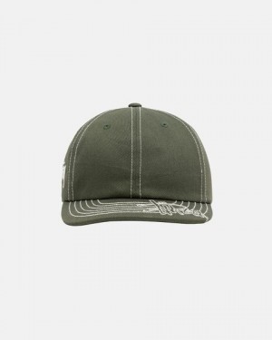 Olive Stussy Low Pro Basic Stitch Strapback Caps | 4298NZCRP