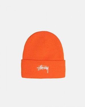 Orange Stussy Cuff Stock Beanie | 1092JSXTG