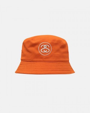 Orange Stussy Deep Bucket Ss Link Hats | 2074TYPRK