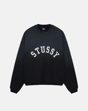 Orange Stussy Sun Faded Oversized Crew Sweatshirts | 6958BPDUL