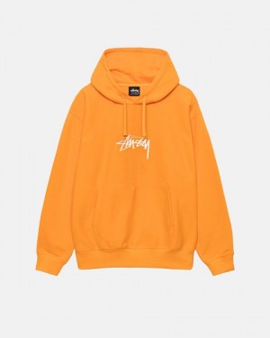 Orange / White Stussy Stock Logo Applique Hoodie | 2153VDFLM